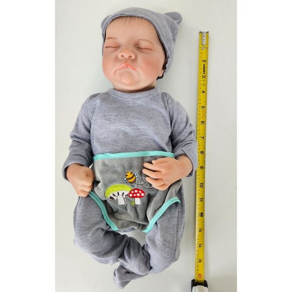 Realistic Newborn Baby Boy Doll Gray Outfit Soft Body 20 Inches Long - Picture 1 of 6